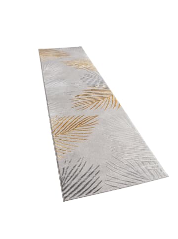 KADIMA DESIGN Teppich Kurzflor Blätter Wohnzimmer in Gold