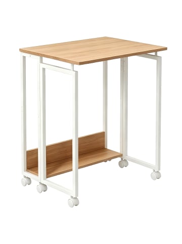 relaxdays Schreibtisch "klappbar" in Natur/ Weiß - (B)60 x (H)75 x (T)50 cm