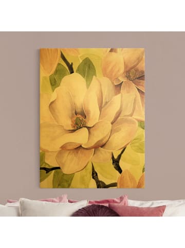 WALLART Leinwandbild Gold - Magnolie errötet I in Rosa