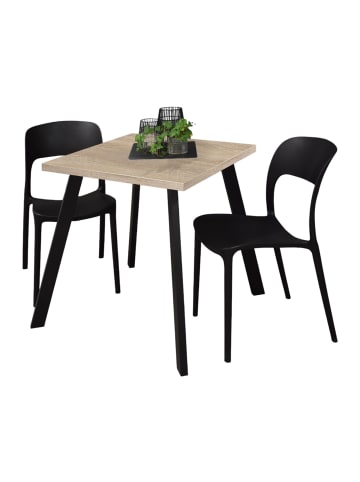 58 aufm Kessel BISTROTISCH Eirene 70x70x75 schwarz matt/eiche sägerau