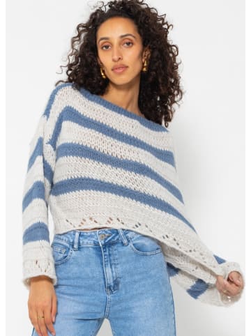 SASSYCLASSY Oversize Pullover mit Streifen in blau I beige