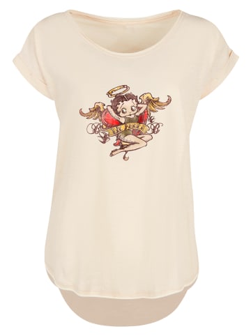 F4NT4STIC Long Cut T-Shirt Betty Boop Lil Angel Tattoo in Whitesand
