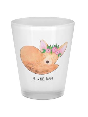 Mr. & Mrs. Panda Schnapsglas Wüstenfuchs Blumen ohne Spruch in Transparent