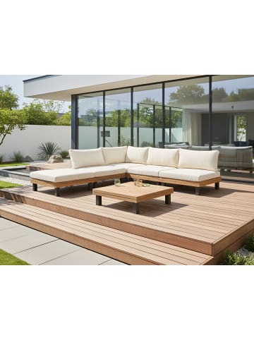 Beliani 6-tlg Sitzgruppe FRAZZANO in Weiß/Braun