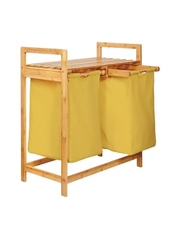 Lumaland Wäschekorb Bambus 73x64x33cm gelb 2 Wäschesäcke gelb