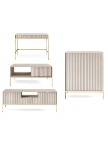Feldmann-Wohnen Wohnzimmer-Set Nova Kaschmir / Gold 4-teilig