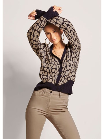 MADELEINE Langarm Jacquard-Cardigan mit Kaschmir in caramel / schwarz