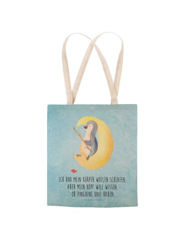 Mr. & Mrs. Panda shopping bag Pinguin Mond mit Spruch in Eisblau