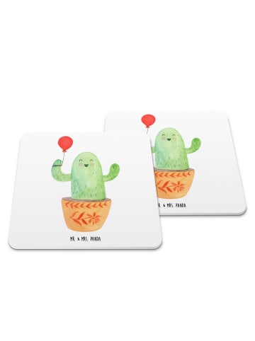 Mr. & Mrs. Panda Tischuntersetzer Kaktus Luftballon ohne Spruch in Weiß