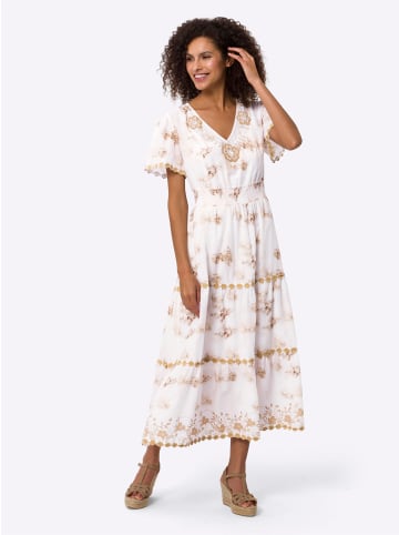 Heine Druckkleid in weiß-camel-bedruckt