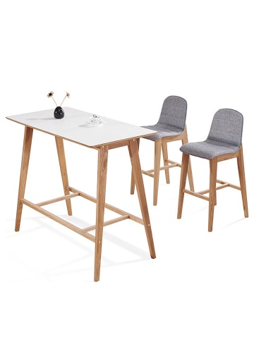 home24 home24 Bartisch (1er Set) - Braun / Weiß - HPL & Massivholz Esche - 120.0 x 100.0 x 60.0 cm in Braun / Weiß