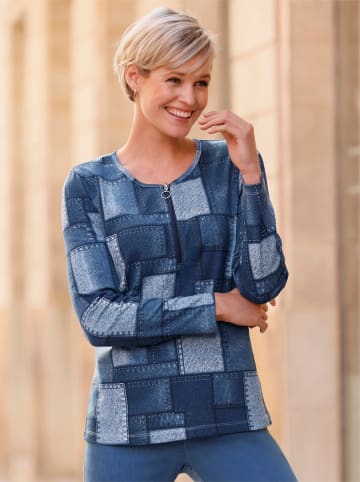 Sieh an! Langarmshirt in eisblau-jeansblau-bedruckt