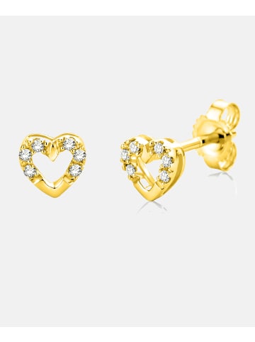 Diamant L'éternel Ohrringe aus 375 Gelbgold mit Diamant Herz-Design