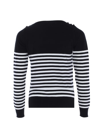 usha BLUE LABEL Damen Pullover in SCHWARZ WOLLWEISS STREIFEN