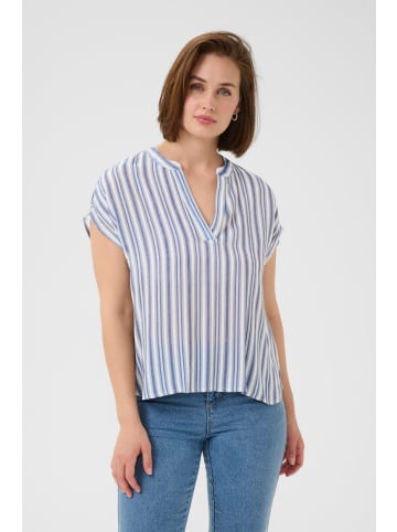 Kaffe Kurzarm-Bluse KAanja Regular fit in Blue/Chalk stripe