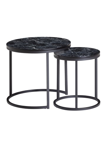 KADIMA DESIGN Beistelltisch 2er-Set | Marmor-Optik, Schwarz/Metall, Premium in Schwarz