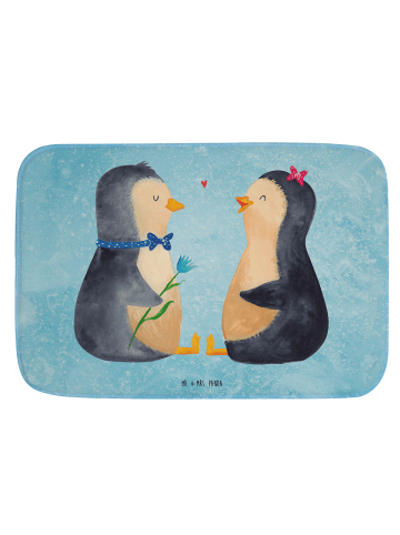 Mr. & Mrs. Panda Badteppich Pinguin Pärchen ohne Spruch in Eisblau
