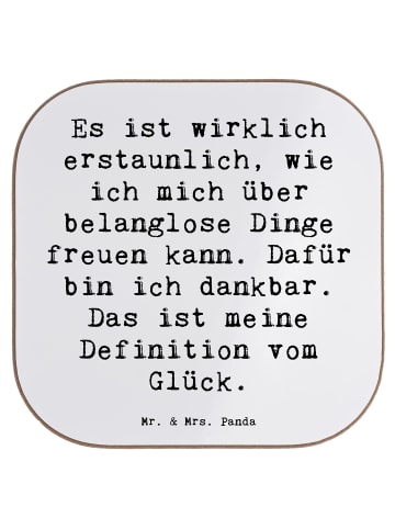 Mr. & Mrs. Panda Bierdeckel Spruch Dankbarkeit für kleine Dinge ... in Weiß
