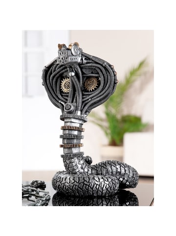GILDE Figur Steampunk Cobra silberfarben - (H) 30,5 cm