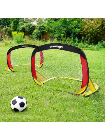 relaxdays 2er Set Fußballtor in Schwarz/Rot/Gold- (B)119 x (H)80 x (T)83 cm