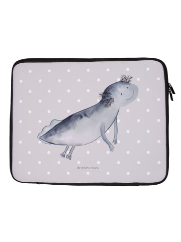 Mr. & Mrs. Panda Hülle Laptop Axolotl Schwimmen ohne Spruch in Grau Pastell