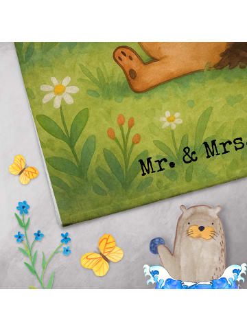 Mr. & Mrs. Panda Mini-Handtuch Igel Blumen Design ohne Spruch in Weiß