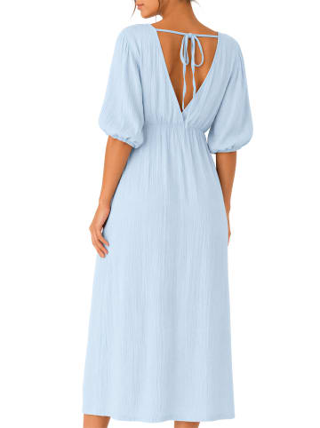 Reichstadt Damen Relaxed Fit Sommerkleid Musselin in Baby Blue