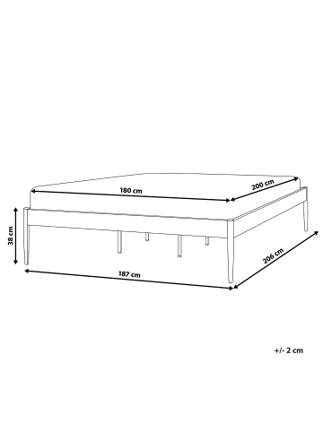 Beliani Doppelbett VAURS in Schwarz - (W) 187 x (H) 38 x (L) 206 cm