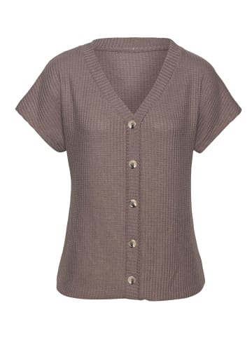 LASCANA Kurzarmshirt in taupe