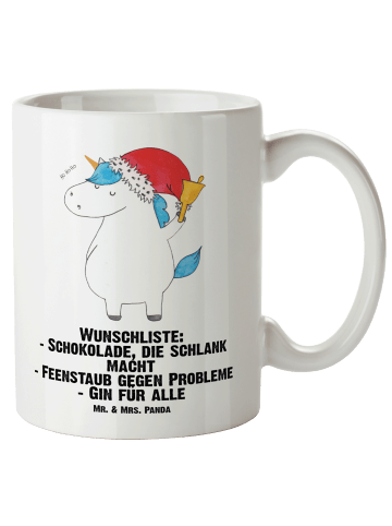 Mr. & Mrs. Panda XL Tasse Einhorn Weihnachtsmann mit Spruch in Weiß