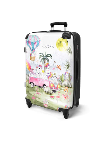 MuchoWow Suitcase, Koffer, Reisekoffer Einhorn rosa grün
