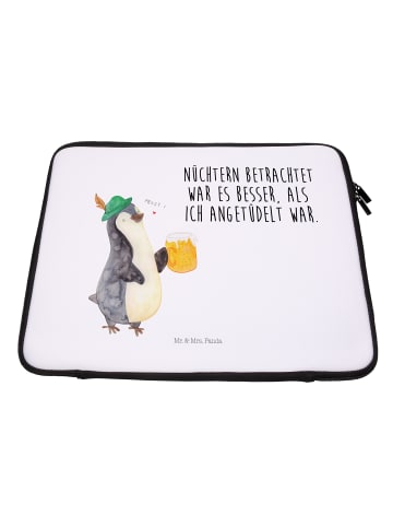 Mr. & Mrs. Panda Notebook Tasche Pinguin Bier mit Spruch in Weiß