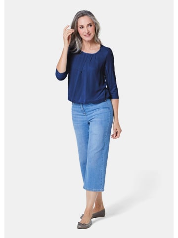 GOLDNER Blusenshirt Chiffon-Shirt mit 3/4-Arm, Rundhals in royalblau