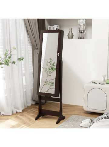 COSTWAY Freistehender Spiegelschrank in Braun