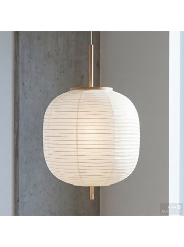 home24 Pendelleuchte JELUX in Weiß / Beige