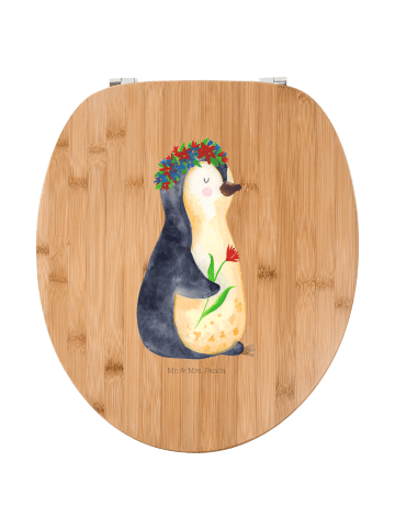 Mr. & Mrs. Panda Motiv WC Sitz Pinguin Blumen ohne Spruch in Braun
