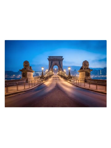 WALLART Leinwandbild - Kettenbrücke in Budapest bei Nacht in Orange