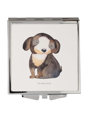 Mr. & Mrs. Panda Handtaschenspiegel quadratisch Hund Entspannen ... in Weiß