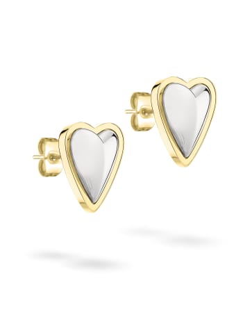 LIEBESKIND BERLIN Ohrstecker Metal Heart in bicolor silber/gold