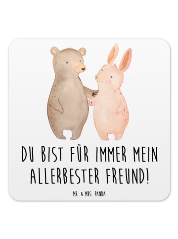 Mr. & Mrs. Panda Gläseruntersetzer Bär und Hase Umarmen mit Spruch in Weiß