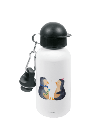 Mr. & Mrs. Panda Kindertrinkflasche Pinguin Pärchen ohne Spruch in Weiß