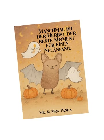 Mr. & Mrs. Panda Postkarte Fledermaus Gespenster Design mit Spruch in Weiß