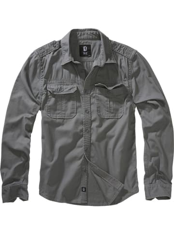 Brandit Hemd "Vintage Shirt Long Sleeve" in Grau