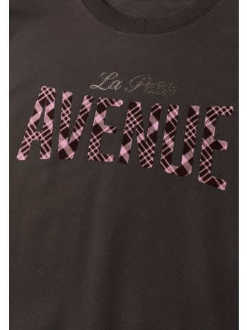 Street One Langarmshirt mit Wording Artwork in Black Coffee