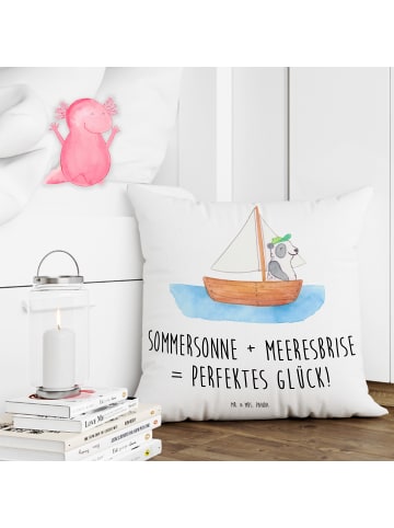 Mr. & Mrs. Panda Deko Kissen Sommer Meer Glück mit Spruch in Weiß