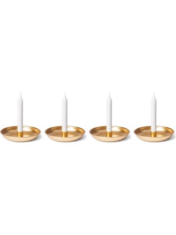 Novaliv Kerzenständer Stabkerzen 4er-Set Gold 18cm Adventskranz Kerzenteller s in Gold