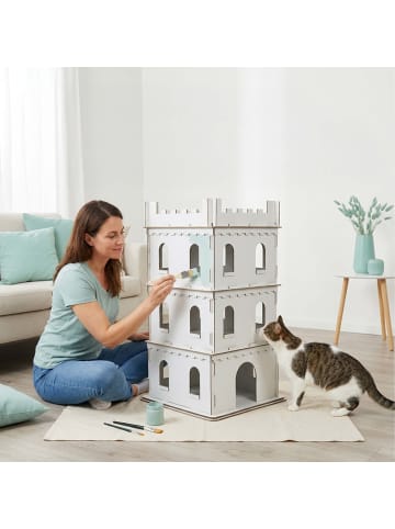 relaxdays Katzenburg in Weiß - (B)62 x (H)107,5 x (T)62 cm