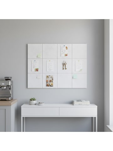 relaxdays 12 x Filzpinnwand in Weiß - (B)30 x (H)30 x (T)0,9 cm