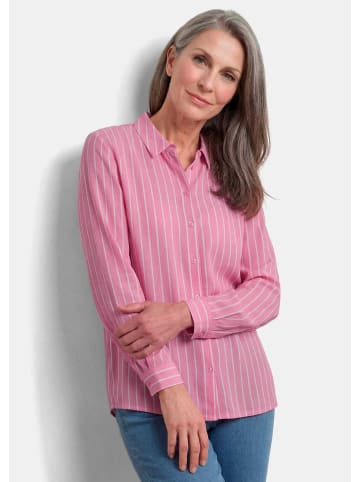 GOLDNER Streifenbluse mit Hemdkragen in pink / gestreift
