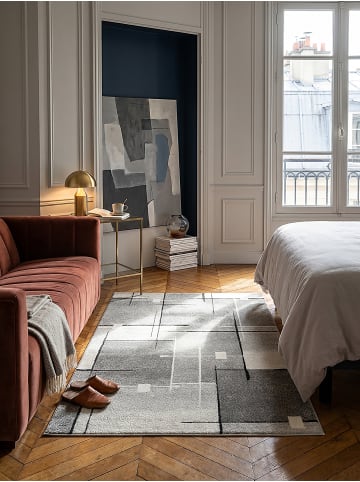 KADIMA DESIGN Niederflor-Teppich Patchwork pflegeleicht Wohnzimmer Schlafzimmer Flur in Rot-Grau